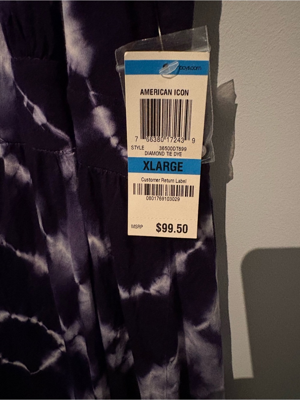 NWT INC International Concepts Navy + White Tie-Dye Maxi Dress with Beaded Trim - Picture 8 of 8